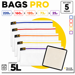 Kit Bags de Ice Full Mesh- 5L com 5 Bags + Tela de Secagem