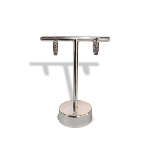 Suporte de Orelha Dourado Banhado + Oval Branca Esquerda + Base 10 cm