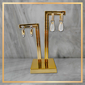 Expositor de Brinco de Metal L Duplo Dourado