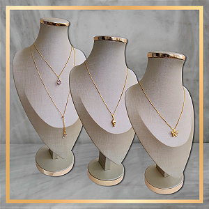 Trio Busto Flecha Base Forrada Dourado - Base Redonda
