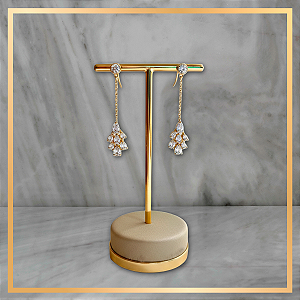 Expositor Brinco Redondo Forrado Dourado - Borda Dourada - 2 furos