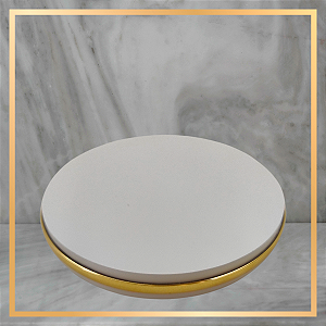 Base Redonda OFF WHITE com Dourado - 10 CM