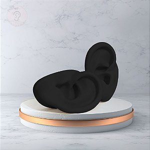 Par de Orelha de Silicone Oval Preto