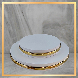 Kit Bases Redondas Brancas com Dourado
