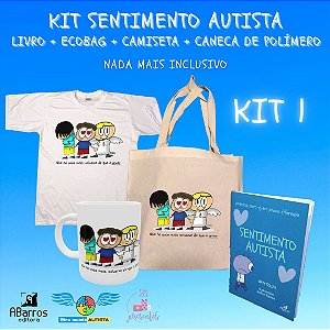Kit Sentimento Autista Completo: Ecobag + Camiseta + Caneca Polímero + Livro