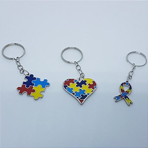 Chaveiro  Autismo - Quebra Cabeça colorido (coração, laço ou quadrado)