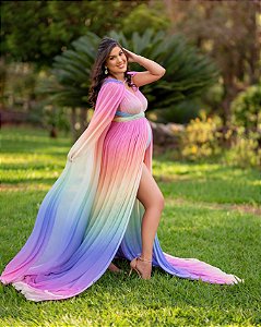VESTIDO ARCO IRIS  MÃE TULE + CAPA