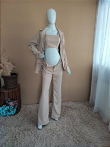 CONJUNTO ESTÚDIO BLAZER, CROPPED E CALÇA