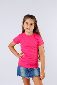 CAMISA DE MANGA CURTA E GOLA REDONDA INFANTIL DE RIBANA - 1 AO 12 ANOS - PINK