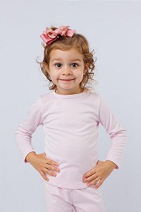 BLUSA DE MANGA LONGA TÉRMICA E PELUCIADA INFANTIL ROSA BEBÊ - 1 AO 14 ANOS