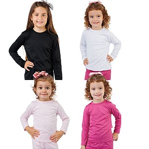 KIT DE 4 BLUSAS DE MANGA LONGA PELUCIADAS E TÉRMICAS INFANTIL PARA MENINA 1 AO 14