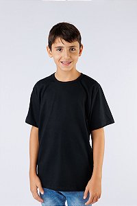 CAMISETA INFANTIL DE MEIA MALHA 100% ALGODÃO UNISSEX 1 AO 14 - PRETA