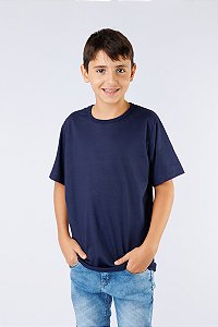 CAMISETA INFANTIL DE MEIA MALHA 100% ALGODÃO UNISSEX 1 AO 14 - MARINHO