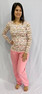 PIJAMA FEMININO COM CAMISA DE MANGA LONGA COM ABERTURA PARA AMAMENTAÇÃO E CALÇA - BANG