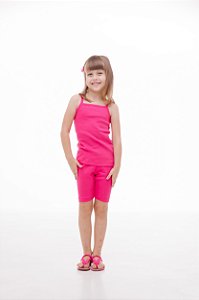 CONJUNTO BLUSA DE ALCINHA E SHORTS CICLISTA DE RIBANA INFANTIL 1 AO 12 ANOS - PINK