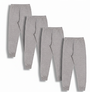 KIT COM 4 CALÇAS DE MOLETOM COM PUNHO INFANTIL E UNISSEX - 1 AO 16 ANOS - 4 MESCLAS