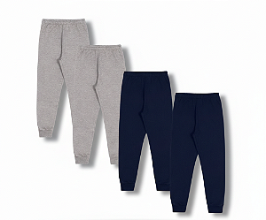KIT COM 4 CALÇAS DE MOLETOM COM PUNHO INFANTIL E UNISSEX - 1 AO 16 ANOS - 2 MESCLAS, 2 MARINHO