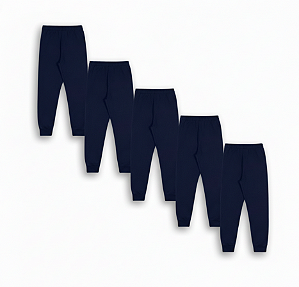 KIT COM 5 CALÇAS DE MOLETOM COM PUNHO INFANTIL E UNISSEX - 1 AO 16 ANOS - 5 AZUL MARINHO