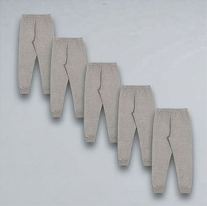 KIT COM 5 CALÇAS DE MOLETOM COM PUNHO INFANTIL E UNISSEX - 1 AO 16 ANOS - 5 MESCLAS