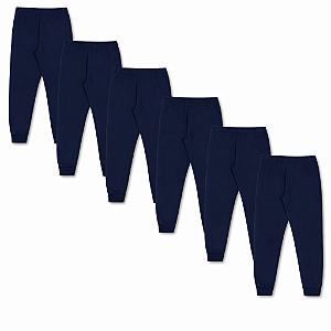 KIT COM 6 CALÇAS DE MOLETOM COM PUNHO INFANTIL E UNISSEX - 1 AO 16 ANOS - 6 AZUL MARINHO