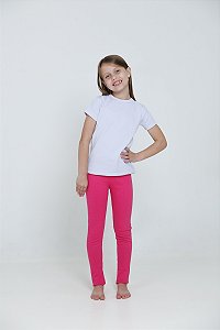 CALÇA LEGGING DE RIBANA INFANTIL PARA MENINAS 1 AO 14 ANOS - PINK