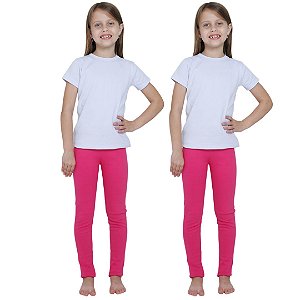 KIT DE 2 CALÇAS LEGGING DE RIBANA INFANTIL PARA MENINAS 1 AO 14 ANOS -  2 PINK