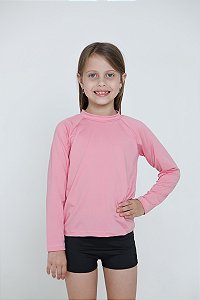 BLUSA INFANTIL COM PROTEÇÃO SOLAR UV50 MODA PRAIA - ROSA CLARO