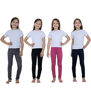 KIT DE 4 LEGGINGS TÉRMICAS PELUCIADAS PARA MENINAS 1 AO 14 ANOS - PRETO, MARINHO, CHUMBO, VIOLETA
