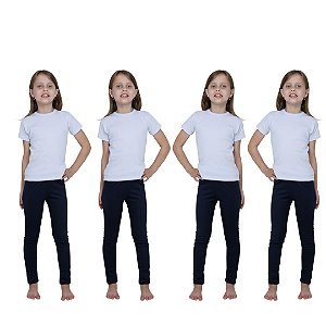 KIT DE 4 LEGGINGS TÉRMICAS PELUCIADAS PARA MENINAS 1 AO 14 ANOS - 4 AZUL MARINHO