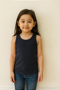 BLUSA REGATA DE RIBANA INFANTIL - PRETA