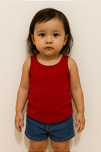 BLUSA REGATA DE RIBANA INFANTIL - VERMELHA