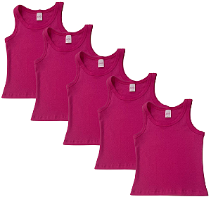 KIT DE 5 BLUSAS REGATAS DE RIBANA INFANTIL - 5 PINK