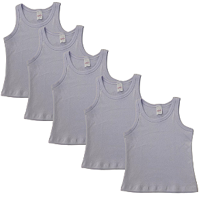 KIT DE 5 BLUSAS REGATAS DE RIBANA INFANTIL - 5 BRANCAS