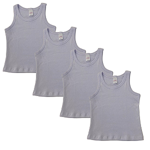 KIT DE 4 BLUSAS REGATAS DE RIBANA INFANTIL - 4 BRANCAS