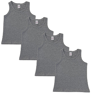 KIT DE 4 BLUSAS REGATAS DE RIBANA INFANTIL - 4 MESCLAS