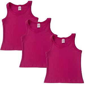 KIT DE 3 BLUSAS REGATAS DE RIBANA INFANTIL - 3 PINK