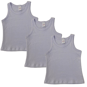 KIT DE 3 BLUSAS REGATAS DE RIBANA INFANTIL - 3 BRANCAS