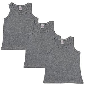 KIT DE 3 BLUSAS REGATAS DE RIBANA INFANTIL - 3 MESCLAS