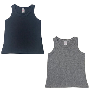 KIT DE 2 BLUSAS REGATAS DE RIBANA INFANTIL - PRETA, MESCLA