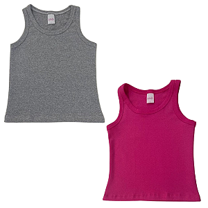 KIT DE 2 BLUSAS REGATAS DE RIBANA INFANTIL - PINK, MESCLA