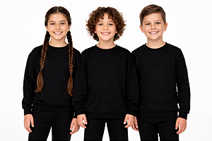KIT 3 CASACOS DE MOLETOM PELUCIADO INFANTIL UNISSEX 2 AO 16 ANOS - 3 PRETOS