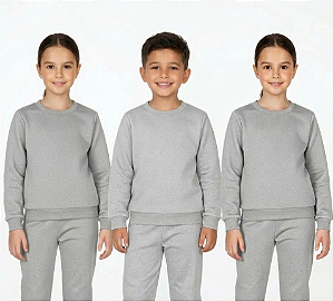 KIT 3 CASACOS DE MOLETOM PELUCIADO INFANTIL UNISSEX 2 AO 16 ANOS - 3 MESCLAS