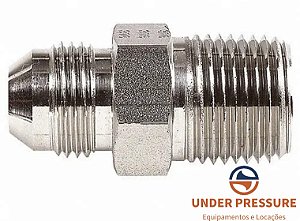Adaptador Niple Inox JIC 4 (7/16"UNF) X 1/8" NPT