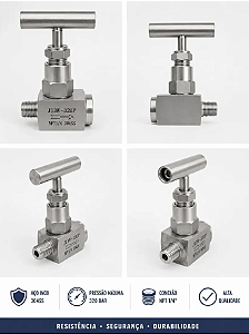 Válvula Agulha M/F Inox 304 1/4 Npt Alta Pressão 320 Bar