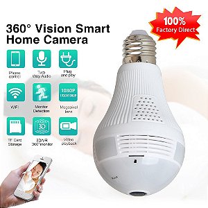 Câmera IP Lampada led panorâmica 360° 3D wifi 1.3mp VR CAM