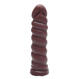 PRÓTESE ONDULADA EM SILICONE 17,5 X 3,8CM MARROM PRAZER E CIA