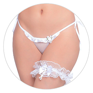 PERSEX DE PERNA RENDADO LARGO COM LAÇO BRANCO