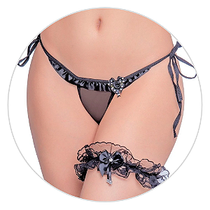 PERSEX DE PERNA RENDADO LARGO COM LAÇO PRETO