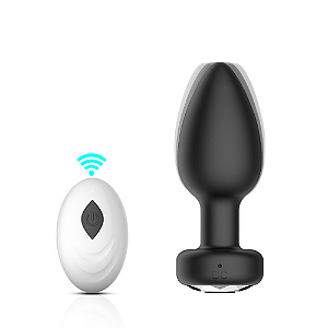 PLUG ANAL VIBRADOR RECARREGÁVEL COM 10 MODOS E CONTROLE REMOTO NELLIE PRETO