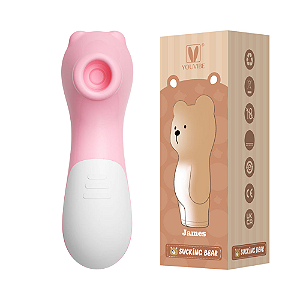 VIBRADOR PULSADOR COM 10 MODOS MASSAGEADORES EM FORMA DE URSO SUCKING BEAR ROSA